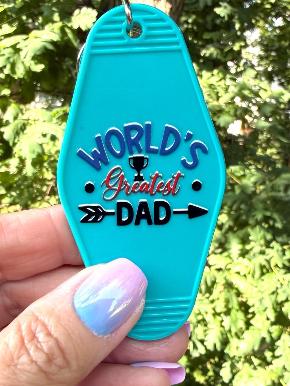 Vintage style motel key 3.5” keychain World’s Greatest Dad gift idea